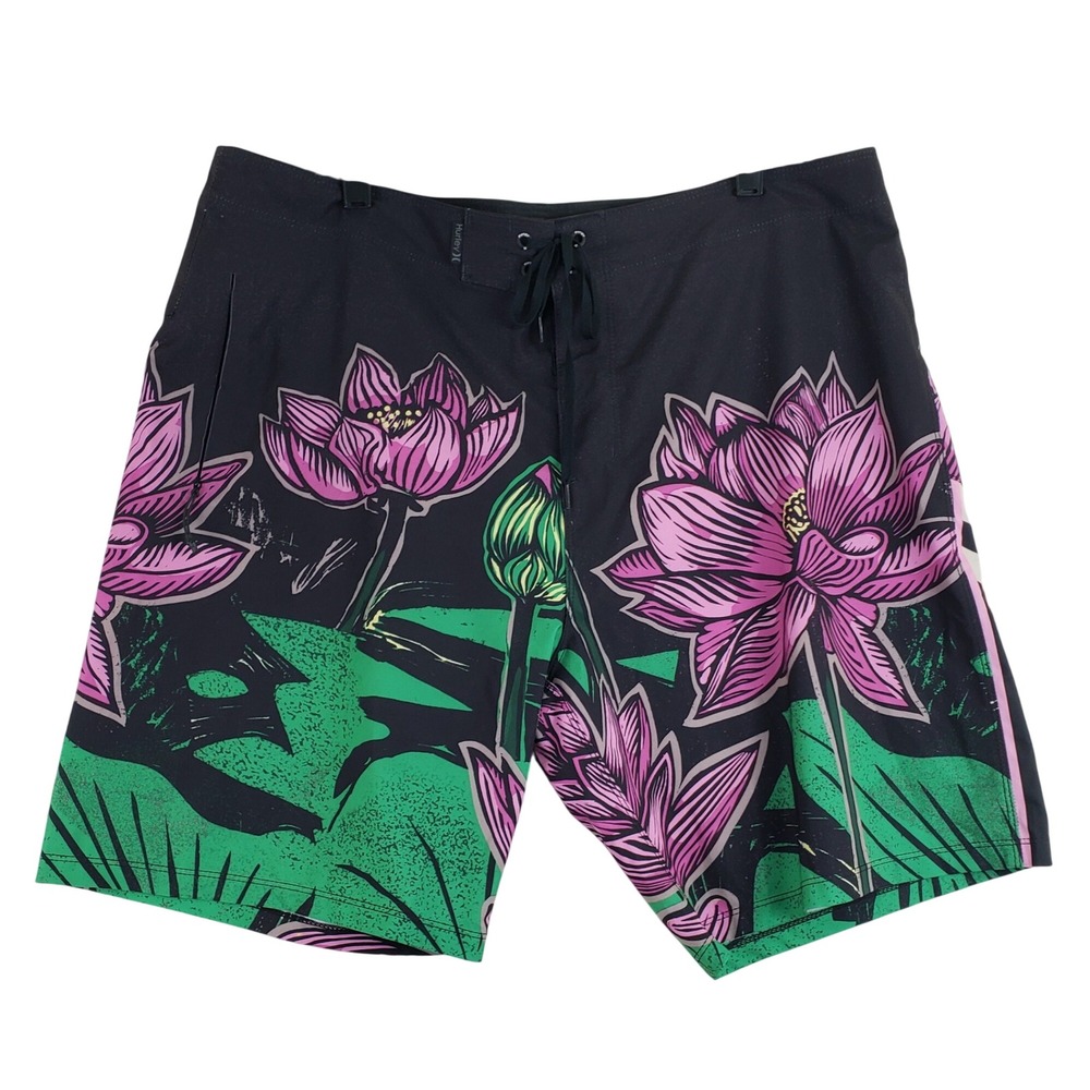 Hurley Phantom JJF Board Shorts Mens 36 Black Purple Floral Surf Beach